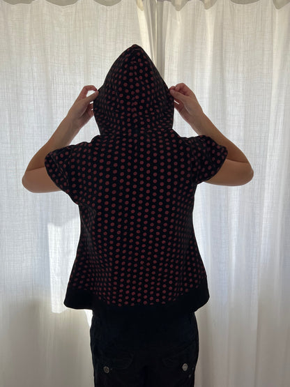 Vintage polka dot hooded top