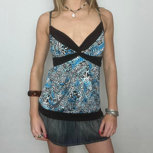 blue & brown cami top
