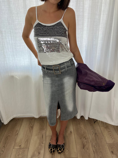 Vintage grey buckle skirt