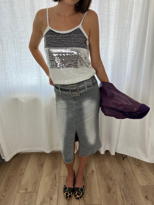 Vintage grey buckle skirt