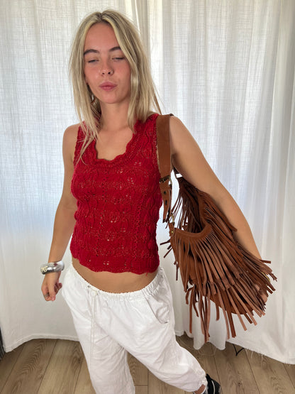 Vintage red crochet top