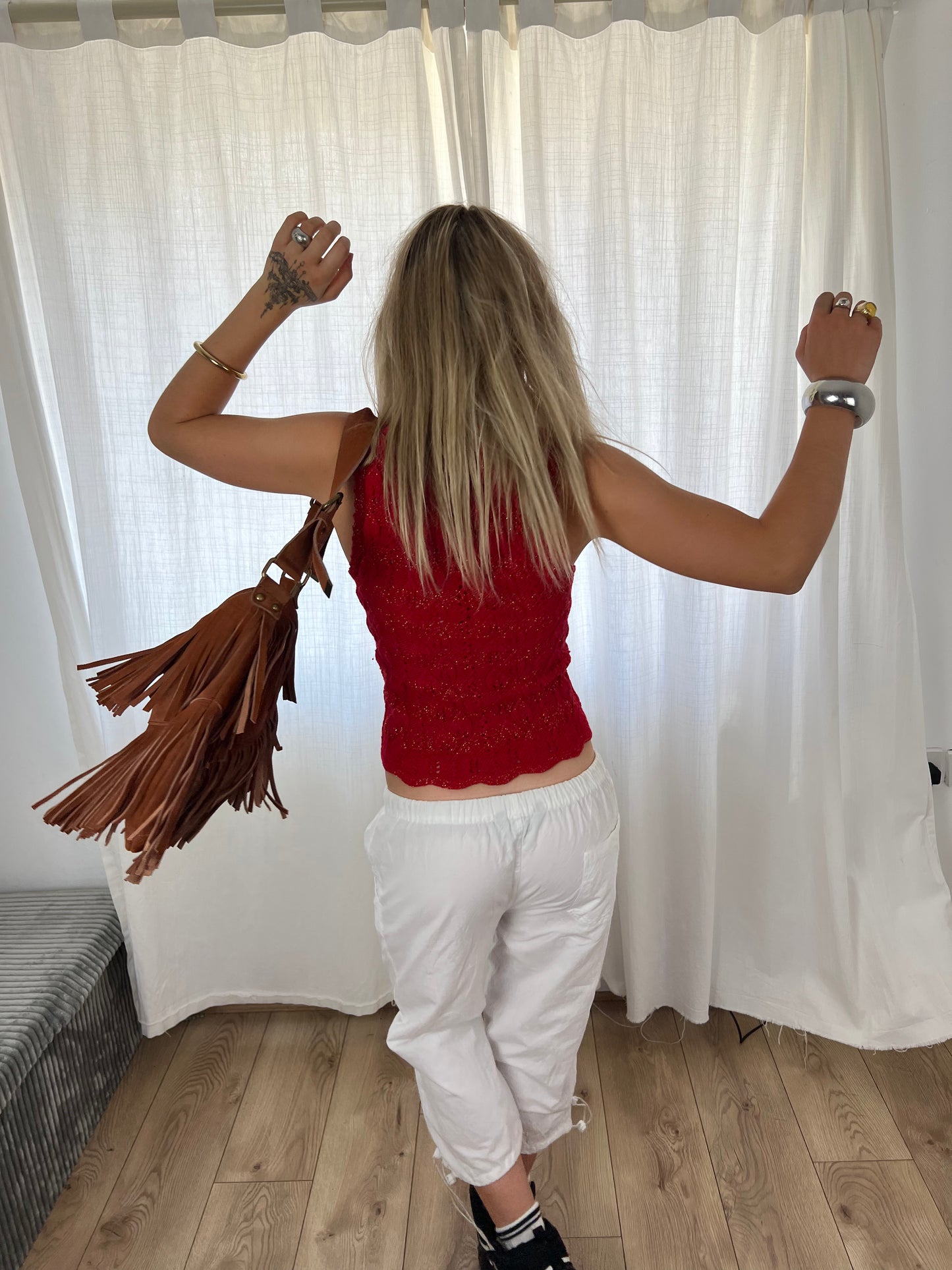 Warehouse suede fringe bag