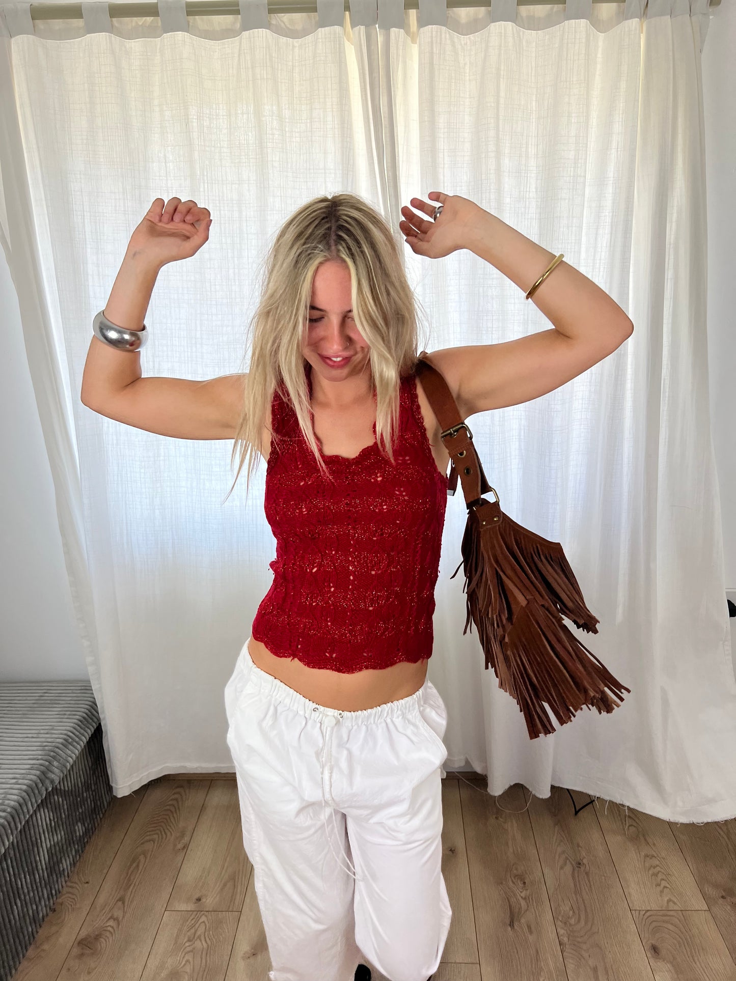 Vintage red crochet top