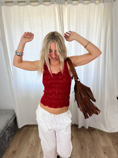 Vintage red crochet top