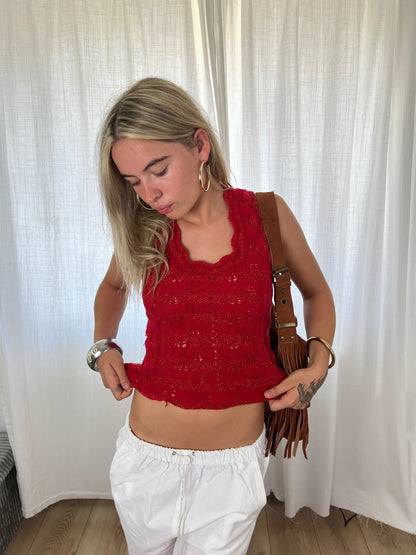 Vintage red crochet top