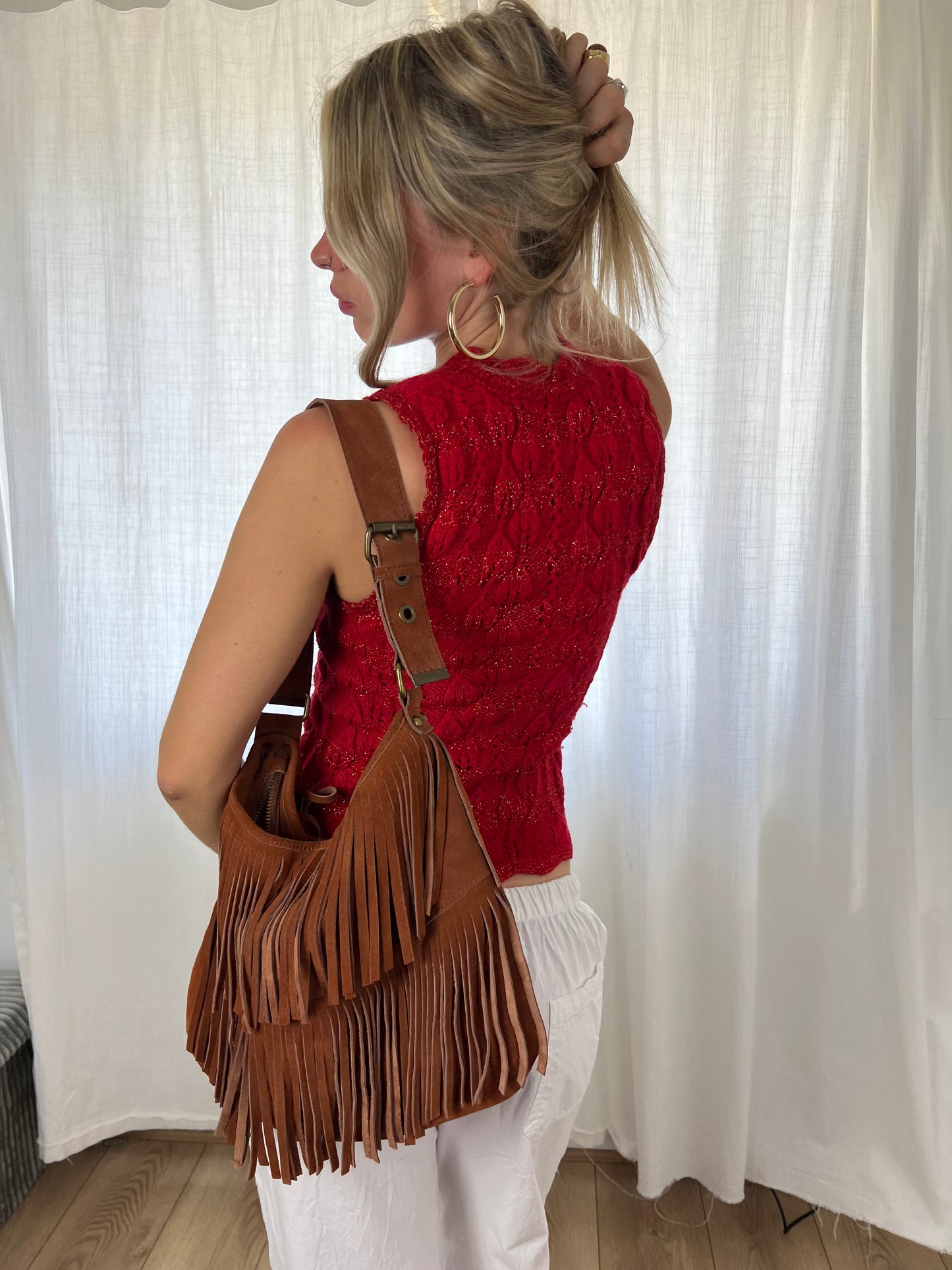 Vintage red crochet top