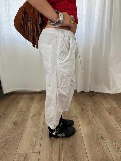 Vintage white parachute capris