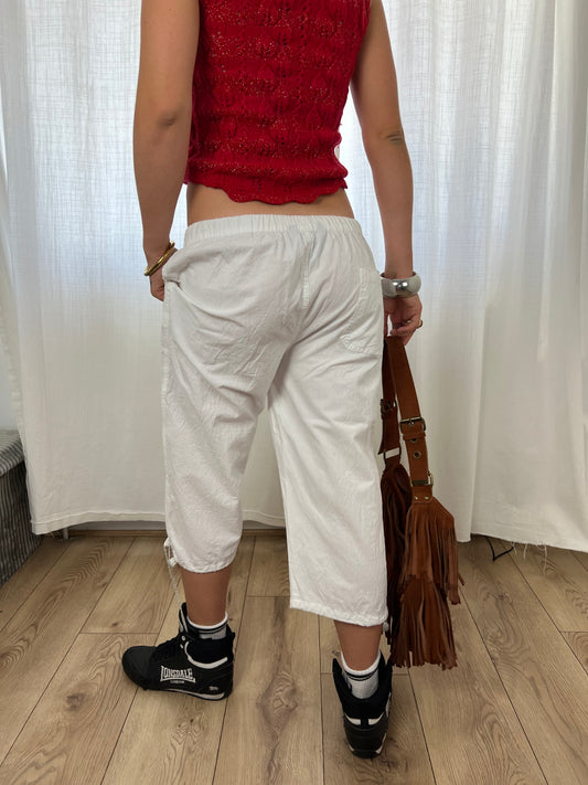 Vintage white parachute capris