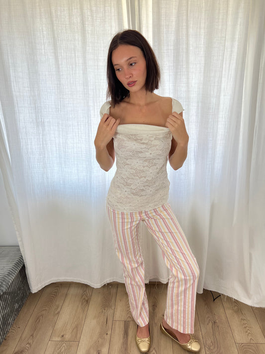 Vintage pink striped trousers