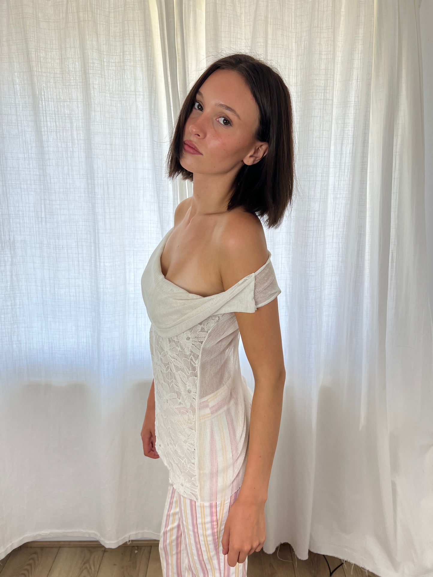 Vintage white floral top