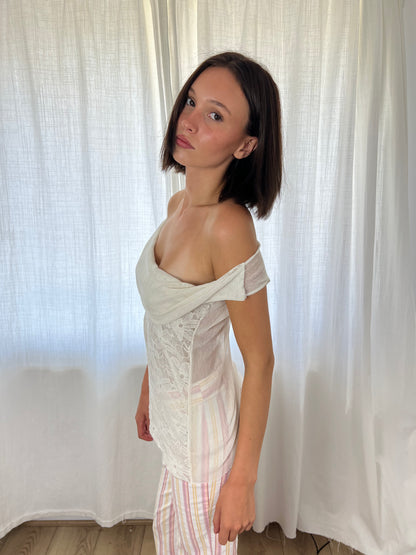 Vintage white floral top