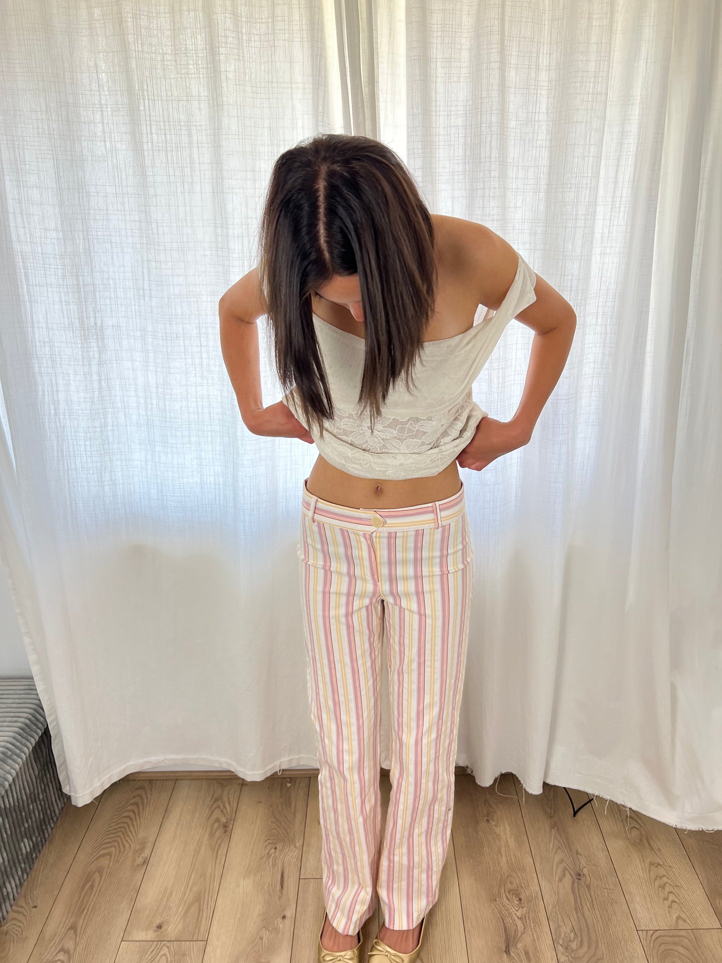 Vintage pink striped trousers