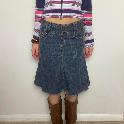 vintage 00s denim midi skirt