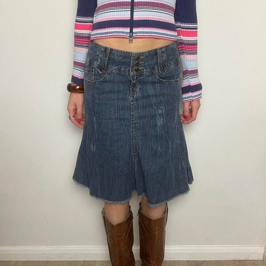 vintage 00s denim midi skirt