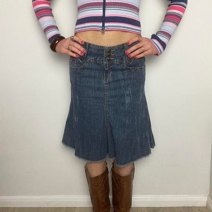 vintage 00s denim midi skirt