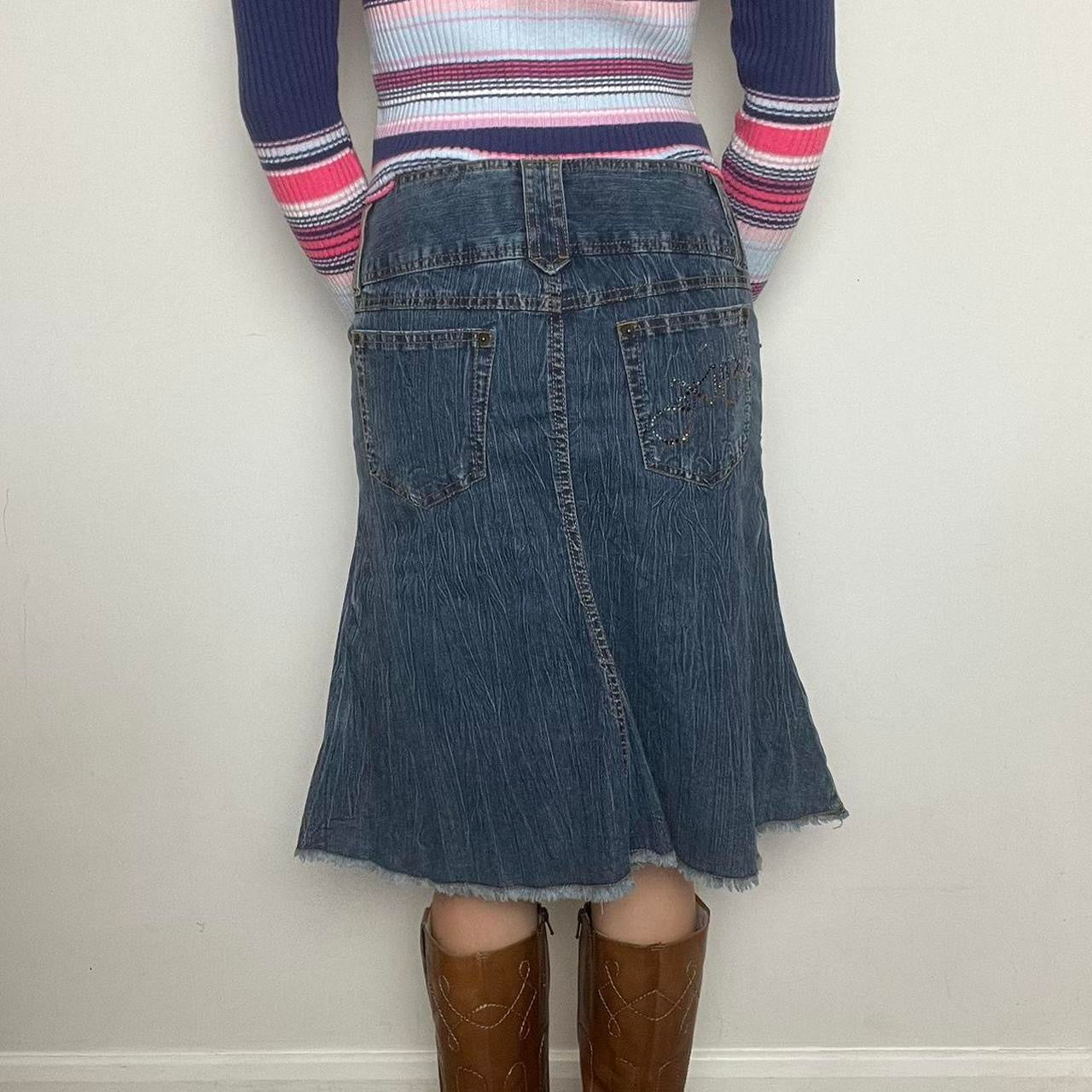 vintage 00s denim midi skirt