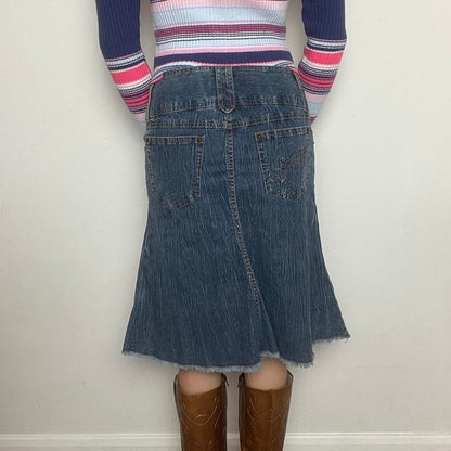 vintage 00s denim midi skirt