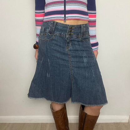 vintage 00s denim midi skirt