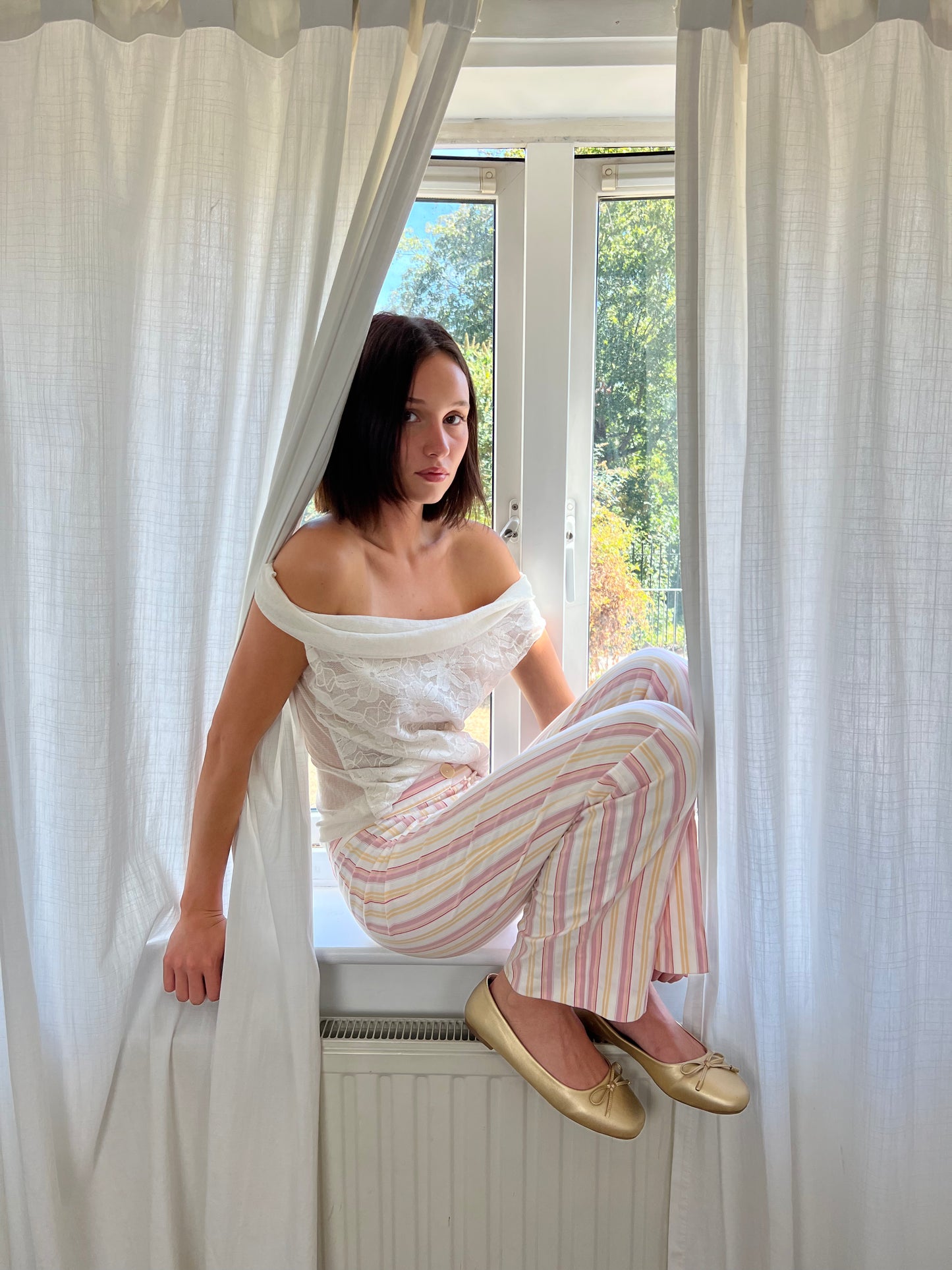 Vintage pink striped trousers