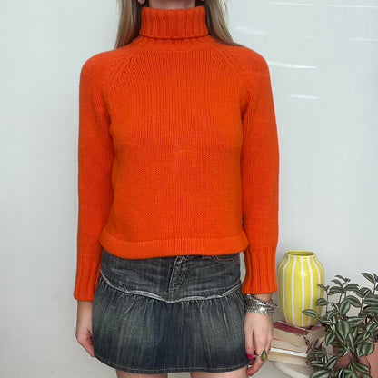 orange turtleneck knit wool jumper