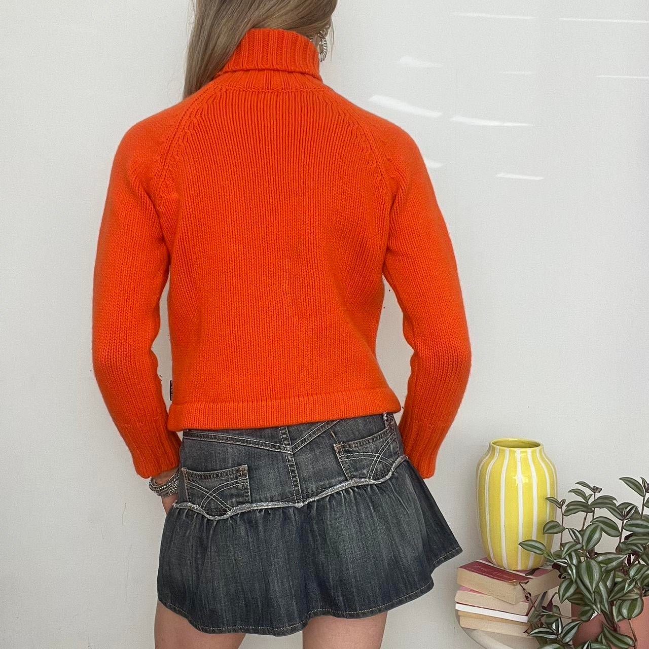 orange turtleneck knit wool jumper
