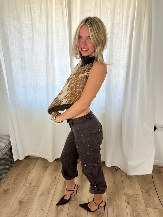 Yessica brown cropped cargo trousers