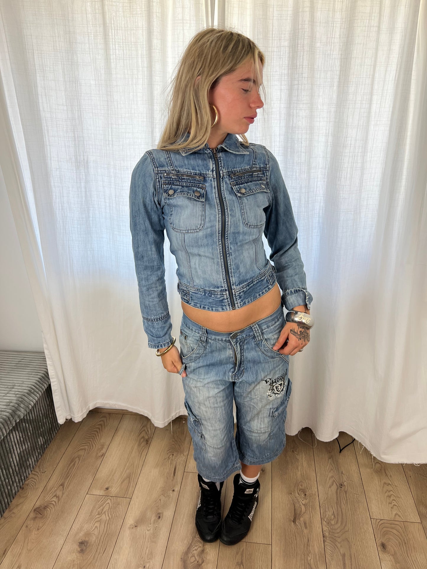 Vintage denim biker jacket