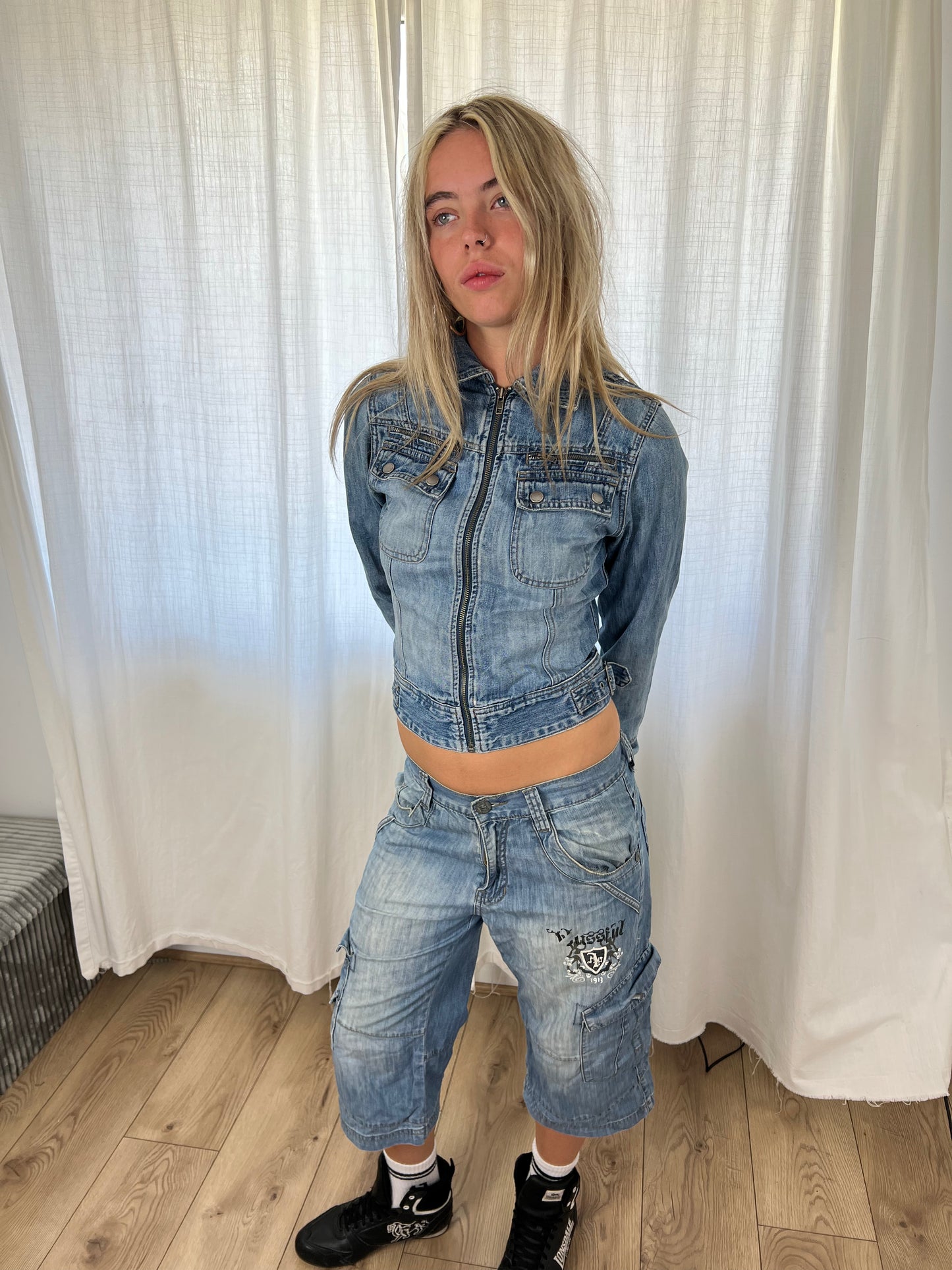 Vintage denim biker jacket