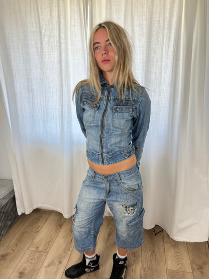 Vintage denim biker jacket