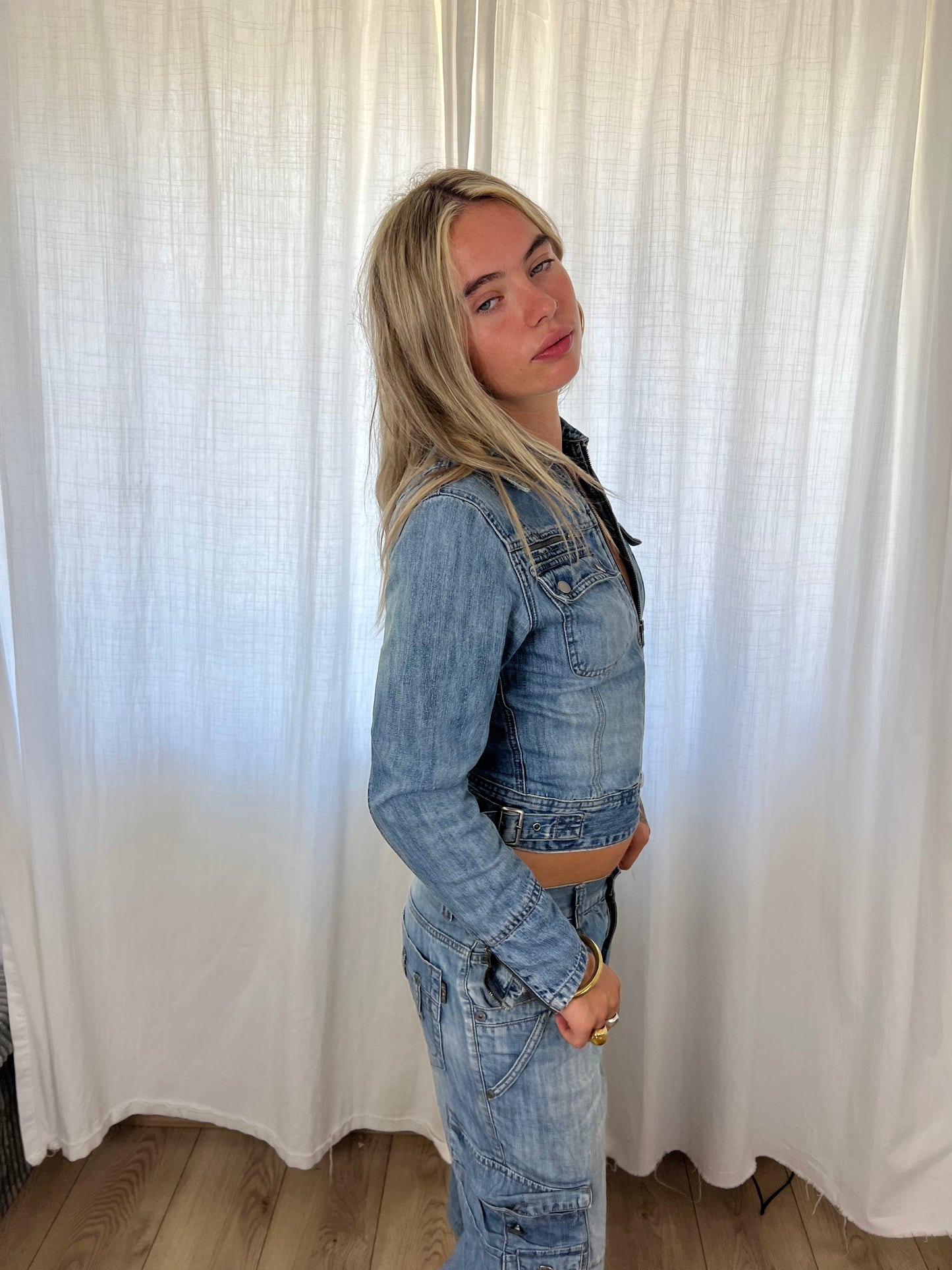 Vintage denim biker jacket