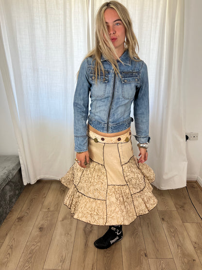 Vintage patchwork midi skirt
