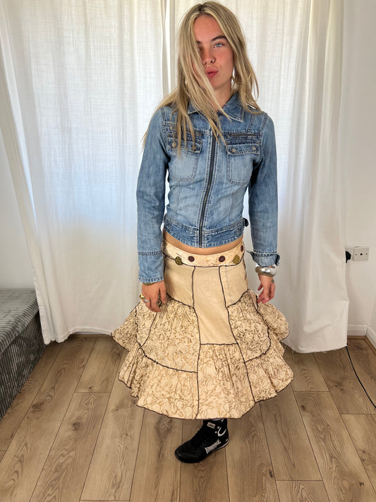Vintage patchwork midi skirt