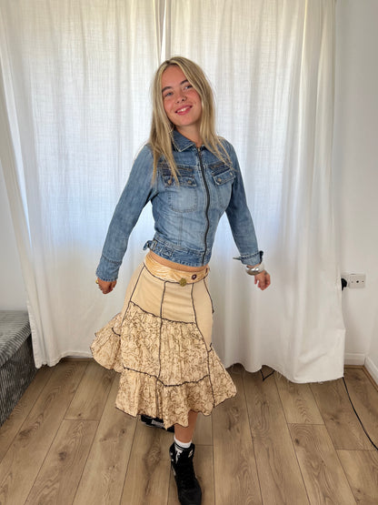 Vintage patchwork midi skirt