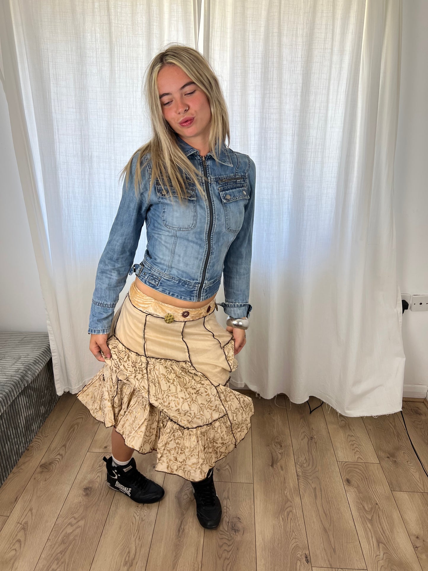 Vintage patchwork midi skirt