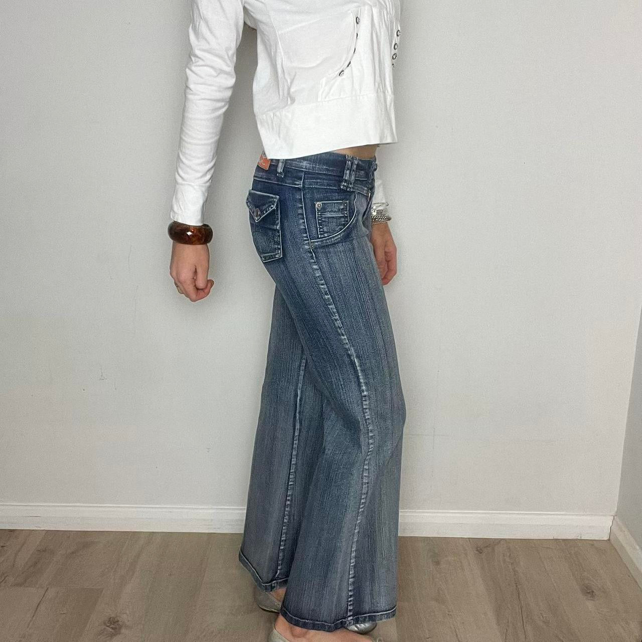 low rise flared jeans