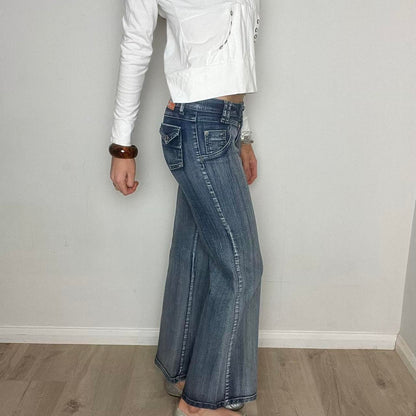 low rise flared jeans