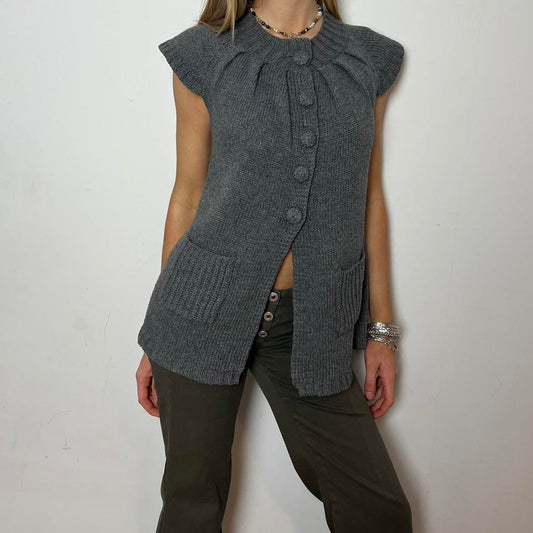 grey knit cardigan, S/M