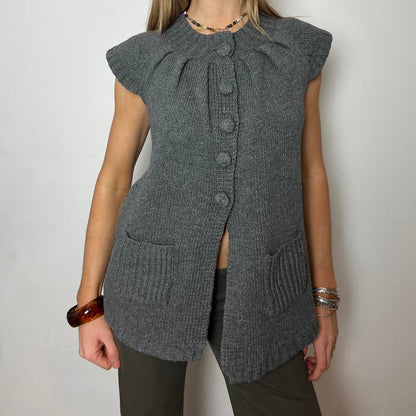 grey knit cardigan, S/M