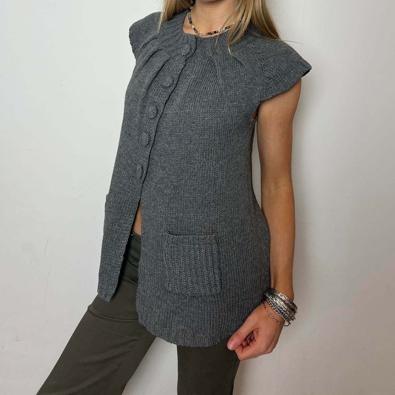 grey knit cardigan, S/M
