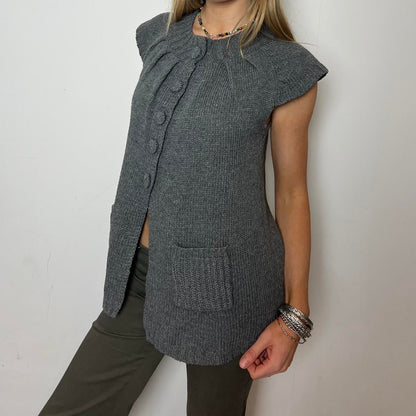 grey knit cardigan, S/M