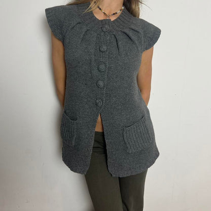 grey knit cardigan, S/M