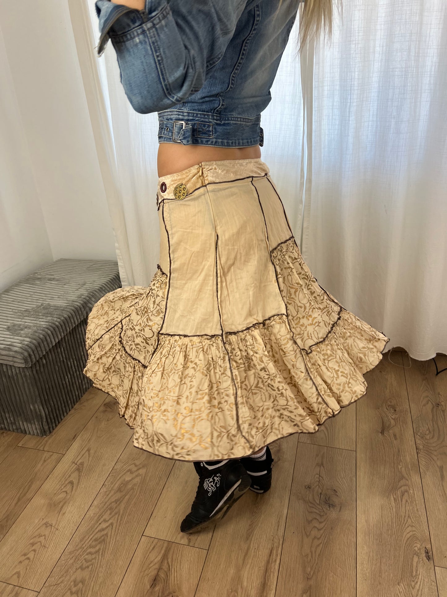Vintage patchwork midi skirt