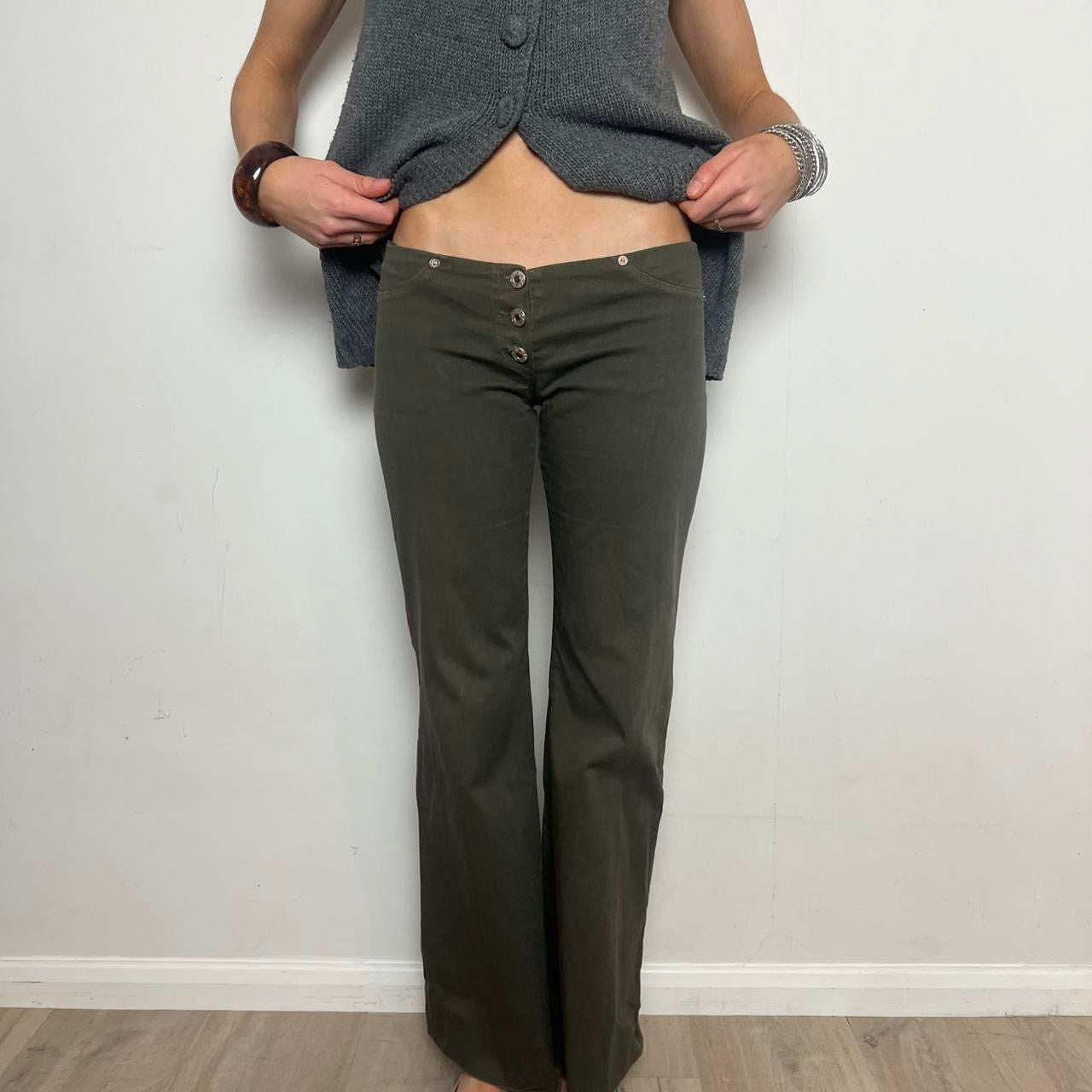 khaki low waisted trousers