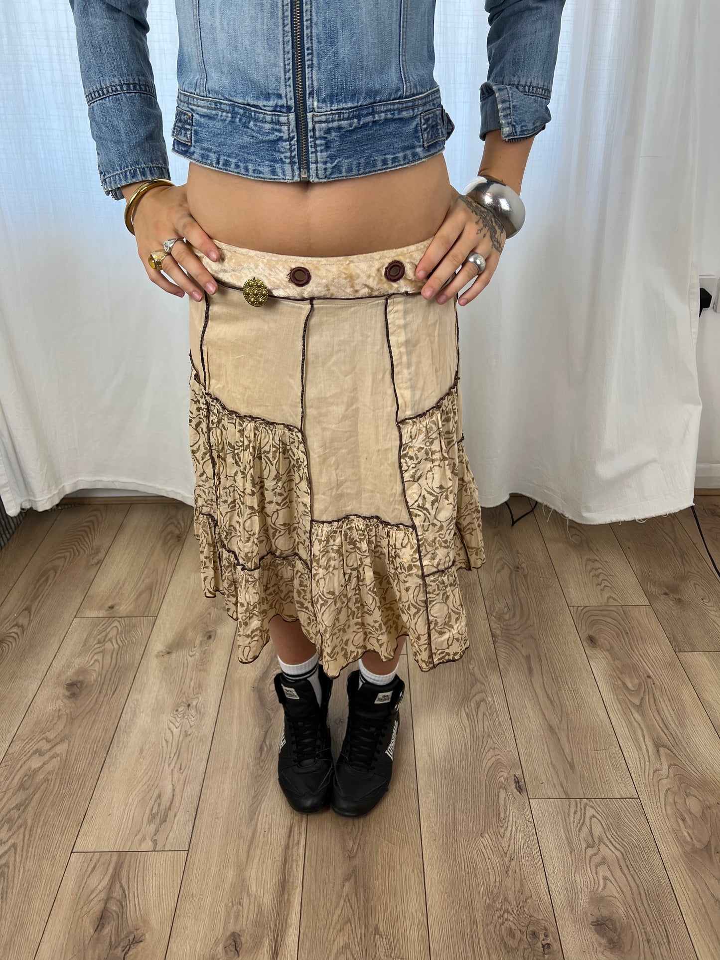 Vintage patchwork midi skirt