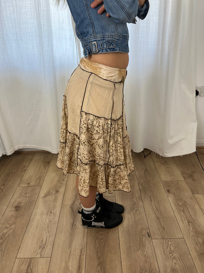 Vintage patchwork midi skirt