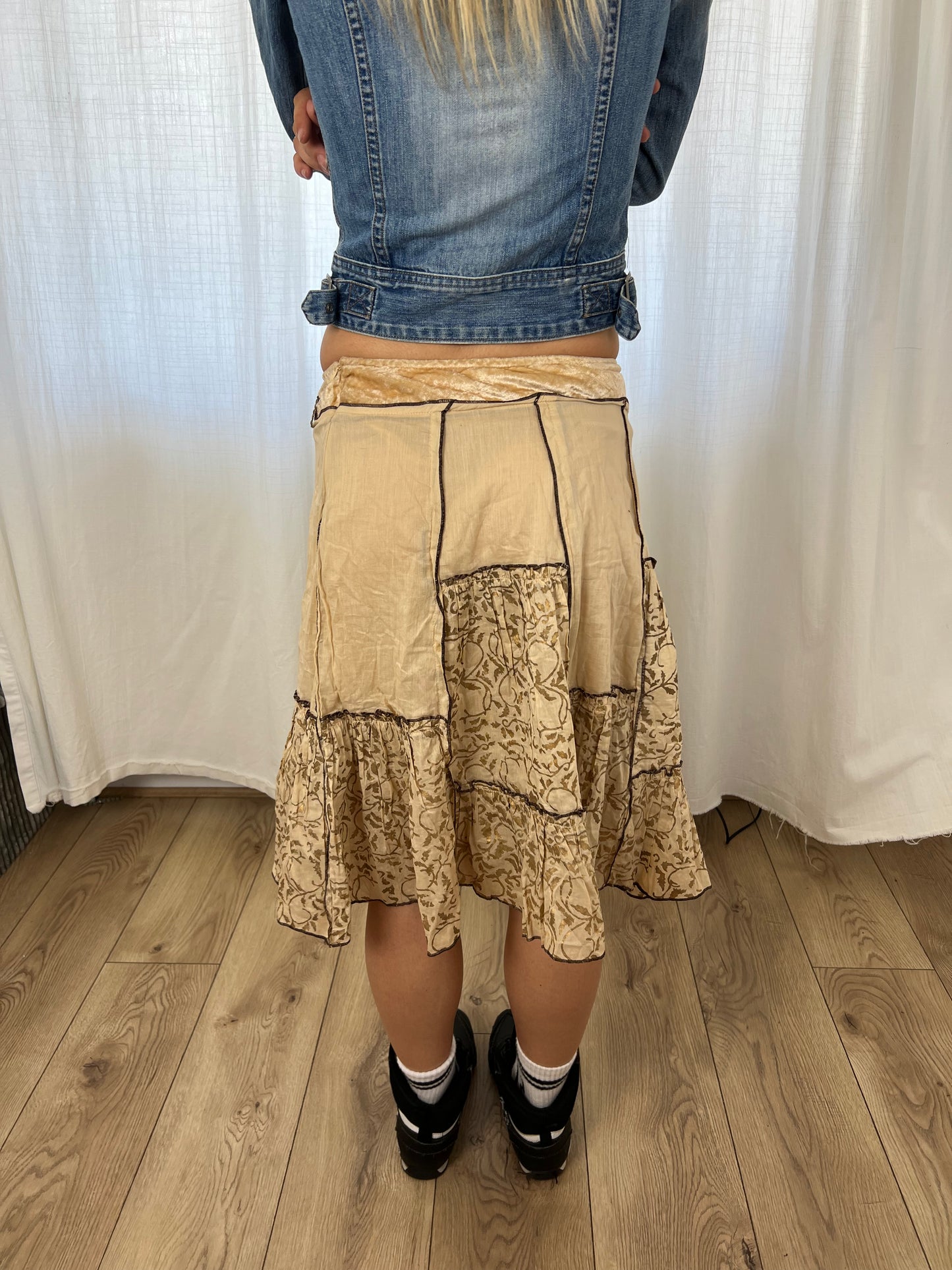 Vintage patchwork midi skirt