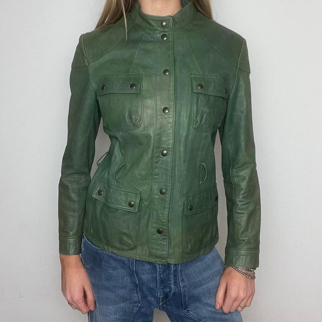 green leather jacket, M
