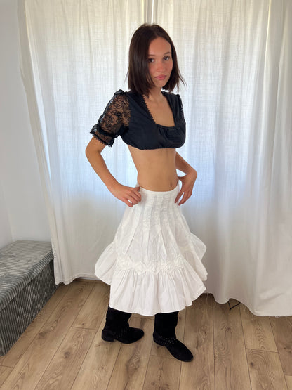 Vintage white floral midi skirt