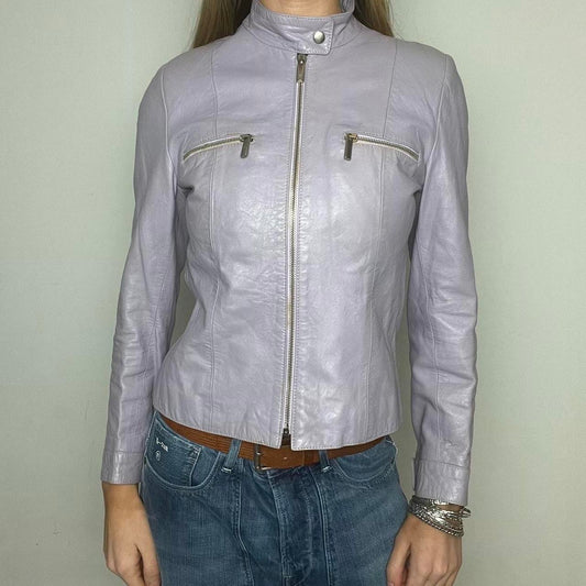 lilac leather jacket, M