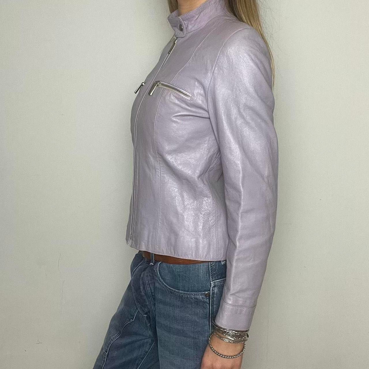 lilac leather jacket, M